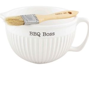NEW Mud Pie BBQ Boss Sauce Set with Sau-some Brush, great gift